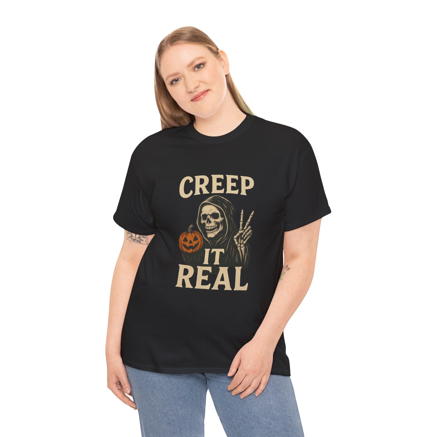 Creep It Real T-Shirt, Halloween Skull Graphic Tee, Unisex Cotton Shirt