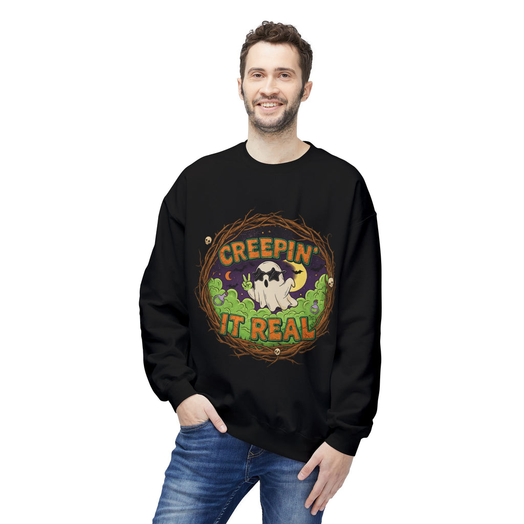 Creepin’ It Real 2 - Crewneck Unisex Sweatshirt - Cozy Halloween Apparel