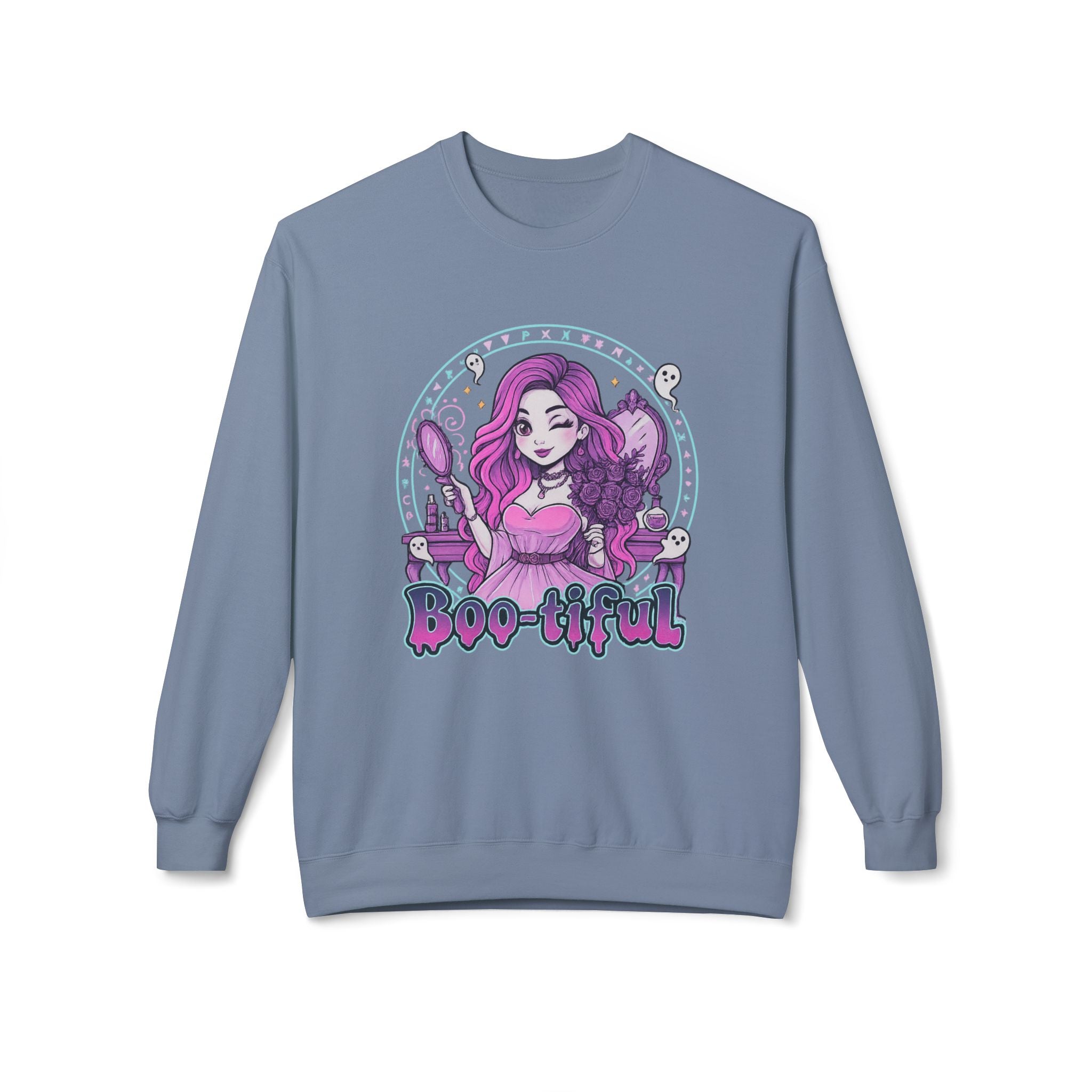 Boo-tiful 3- Gothic Witch Crewneck Unisex Sweatshirt - Cozy Halloween Apparel
