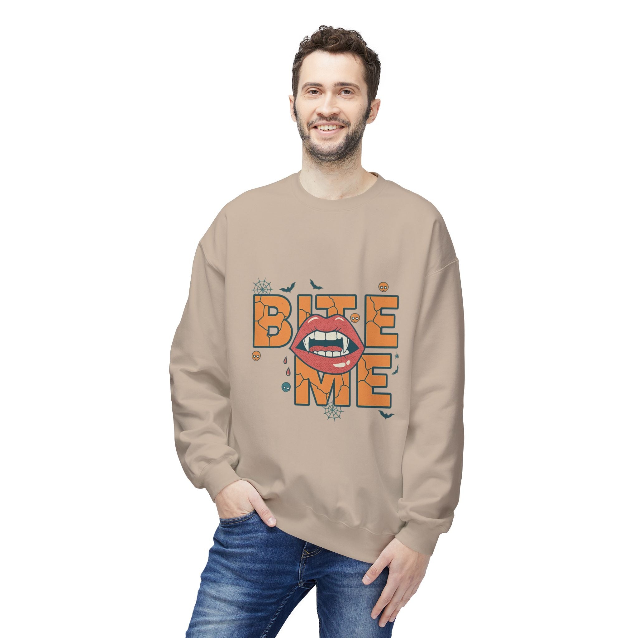 Bite Me 1- Crewneck Unisex Sweatshirt - Cozy Halloween Apparel