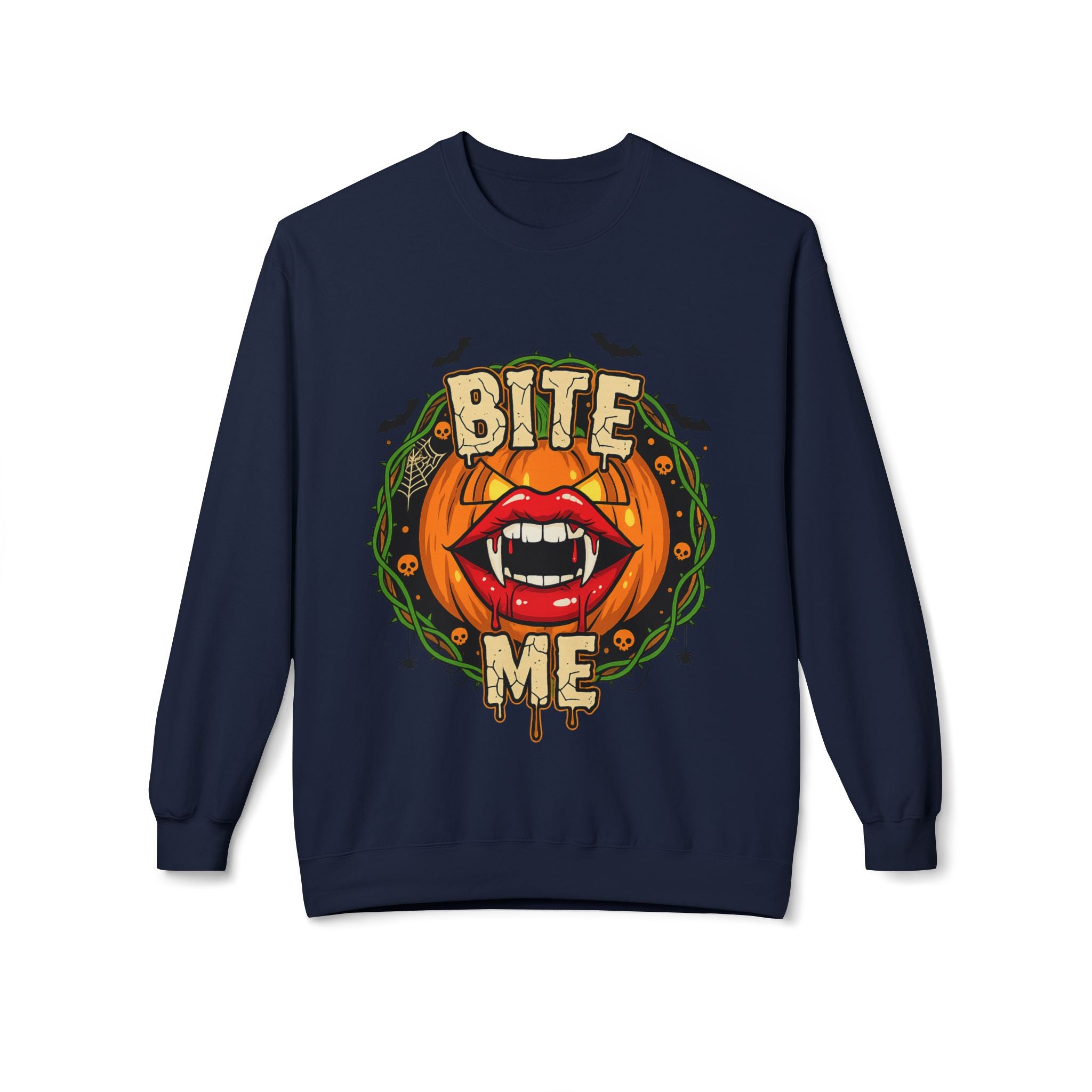 Bite Me 1 - Gothic Witch Crewneck Unisex Sweatshirt - Cozy Halloween Apparel