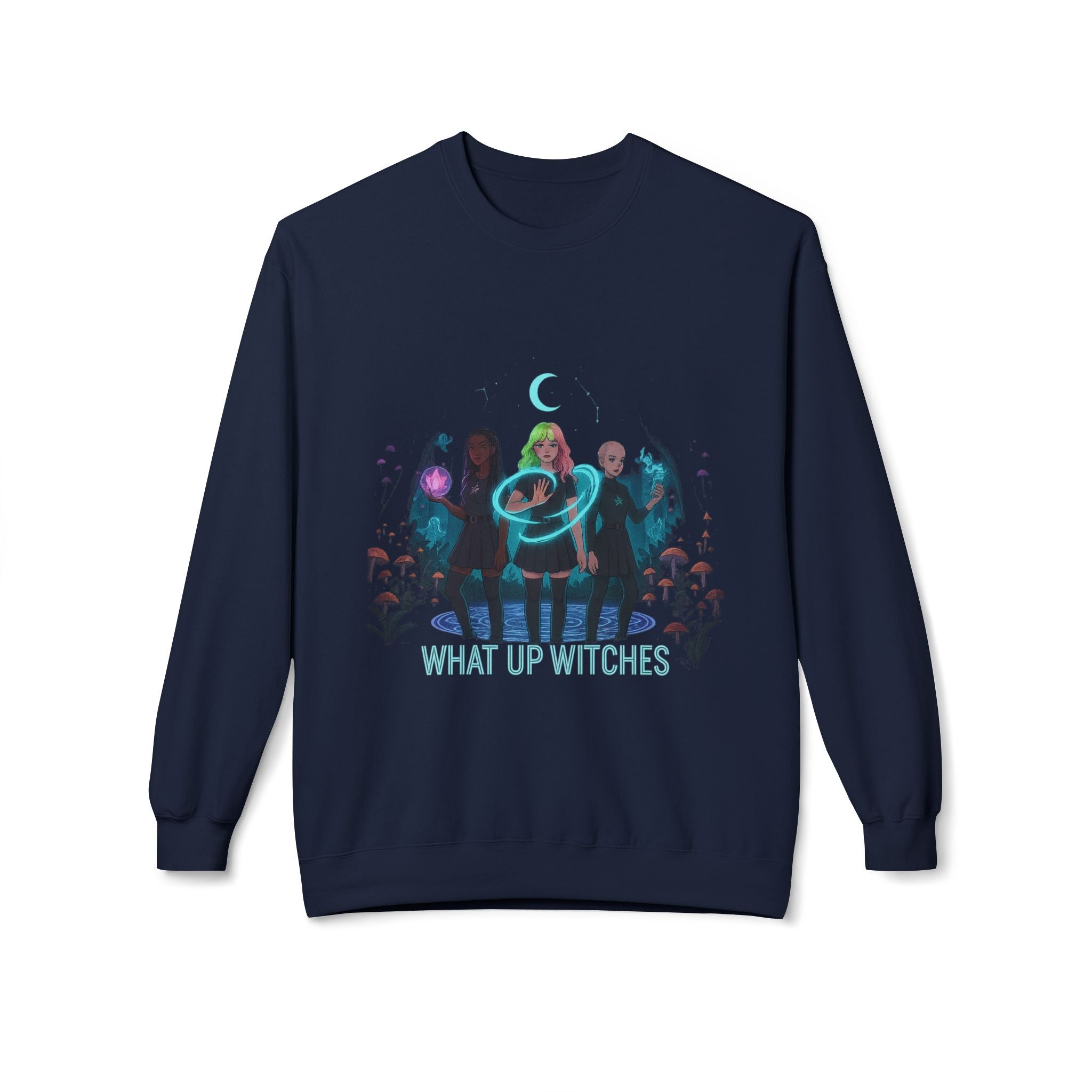 What Up Witches 3 - Crewneck Unisex Sweatshirt - Cozy Halloween Apparel