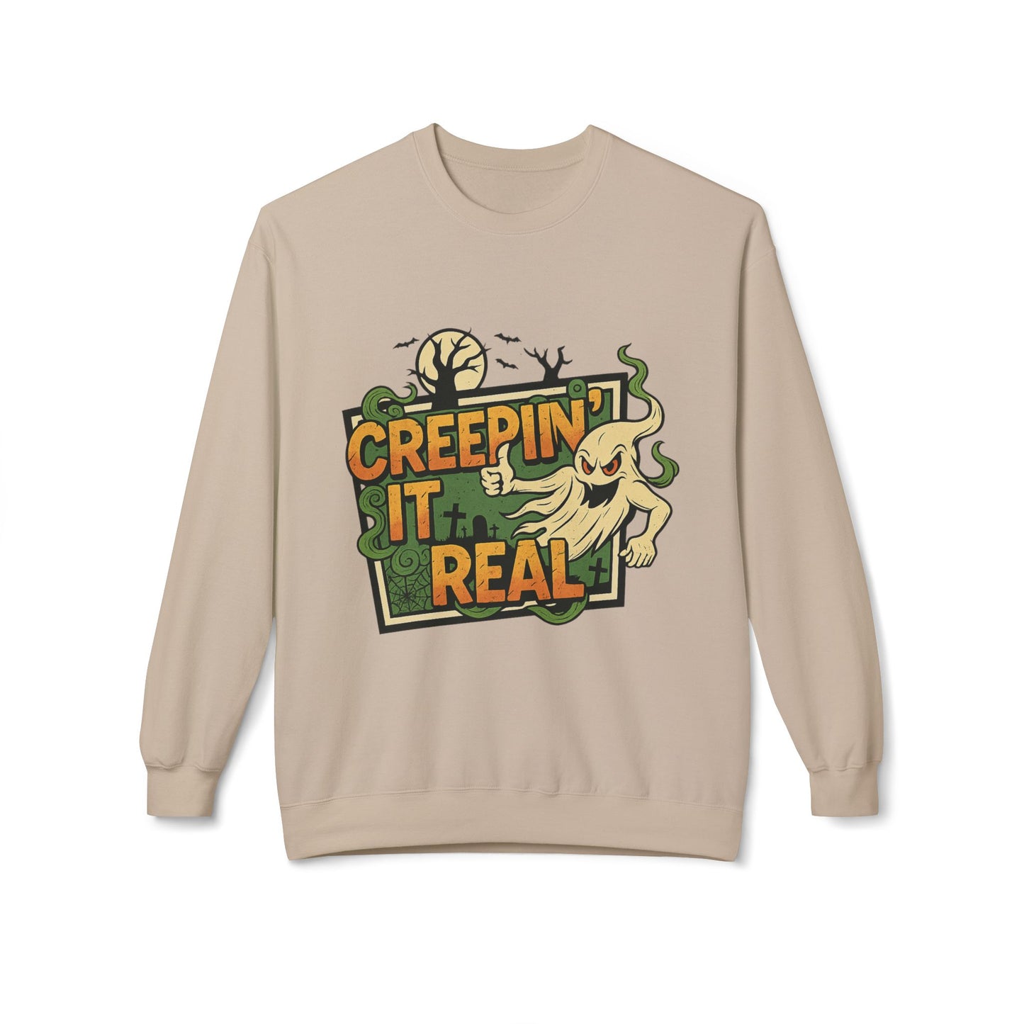 Creepin’ It Real 1- Crewneck Unisex Sweatshirt - Cozy Halloween Apparel